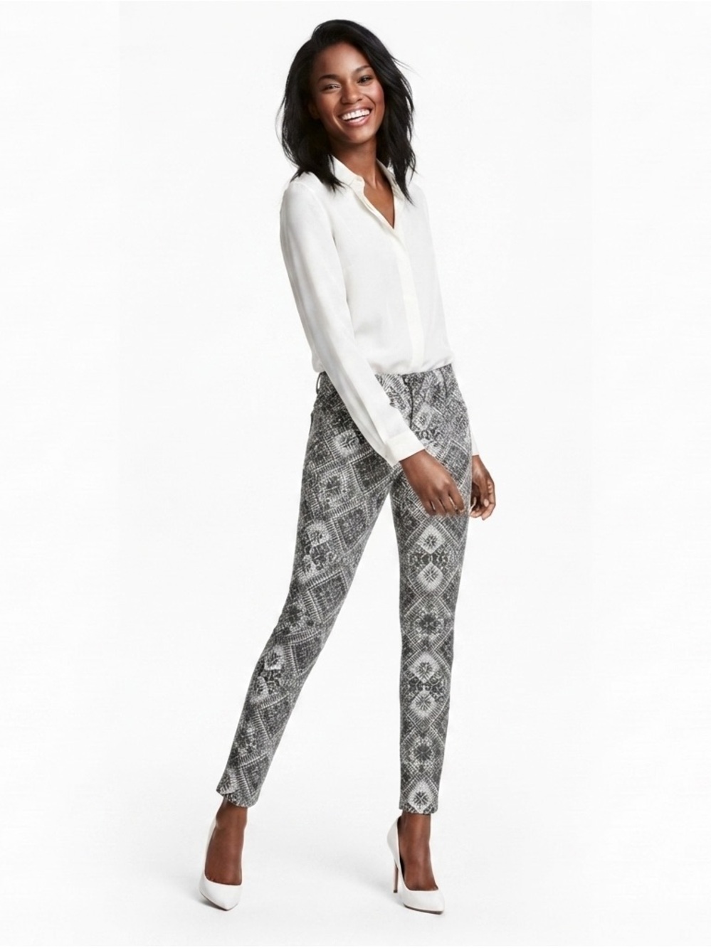 H&M Black & White Monochrome Geometric Pants